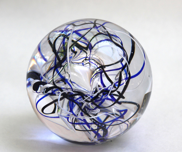 DB-791 Paperweight - Blue, White and Black Abstract $66 at Hunter Wolff Gallery